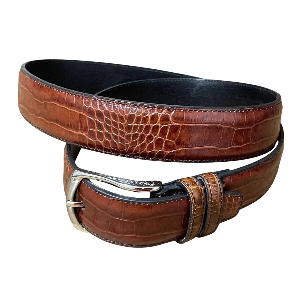 Donald J. Trump Belt Mens Sz 40/100 Brown Leather Grain Signature President $298